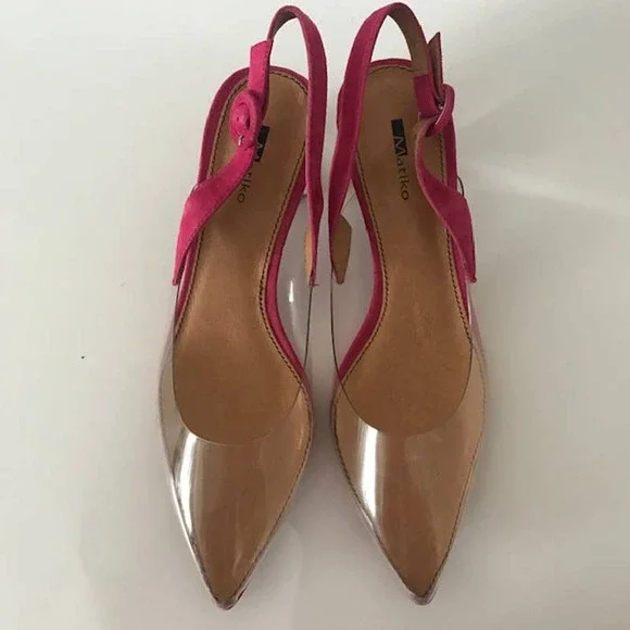 Matiko Zuma Vinyl Slingback Pumps in Pink - Picture 3 of 10